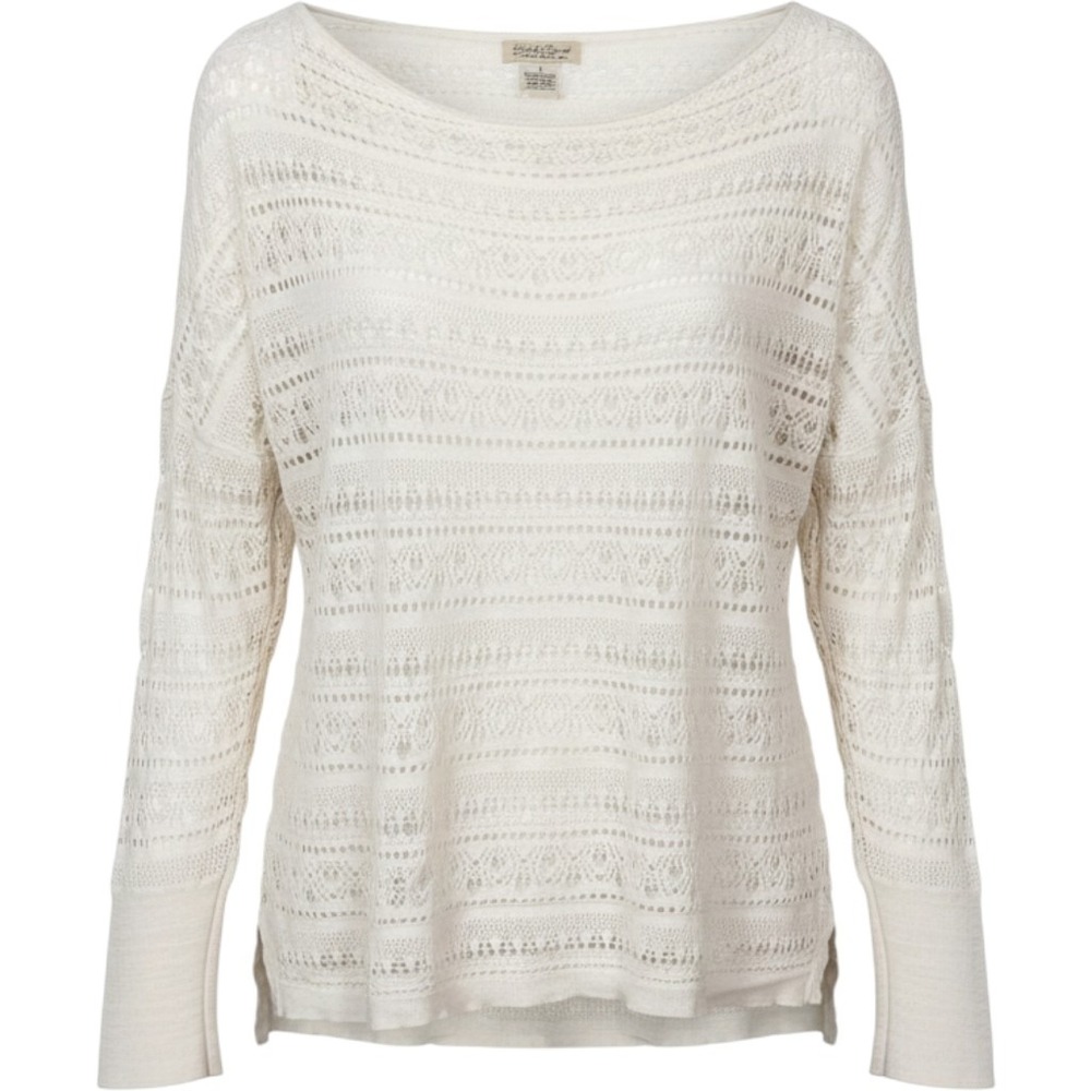 Lucky Brand Long Sleeve Sheer Wool Blend Crochet Top Womens Size S